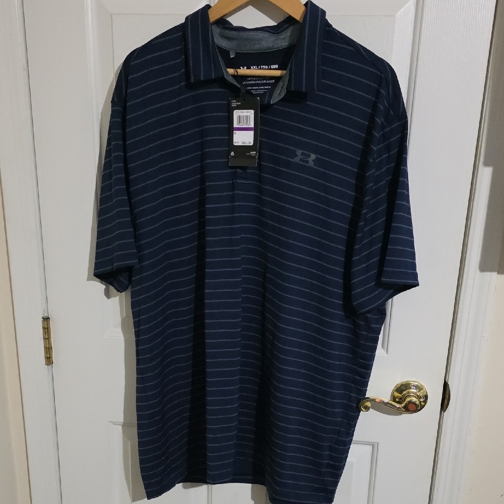 Under Armour Men's Navy Striped Golf Polo Shirt